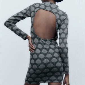Zara JACQUARD glitter backless dress